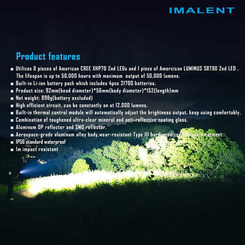 IMALENT MR90 50000 lumen flashlight
