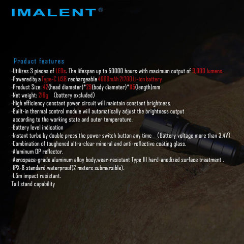 IMALENT R30C 9000 lumens flashlight