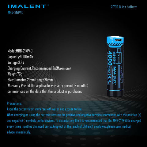 MRB-217P40 4000mAh USB rechargeable Li-ion battery