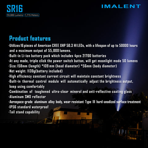 IMALENT SR16 55000 lumen flashlight